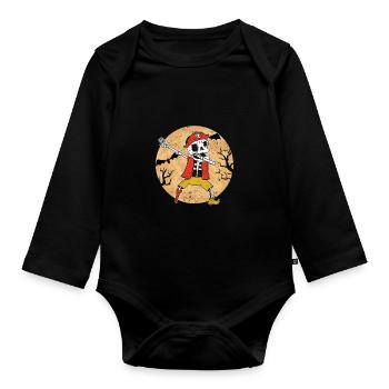 Halloween Dabbing Piraten Skelett Funny Dab Dance - Baby Bio-Langarm-Body - Schwarz - Vorne