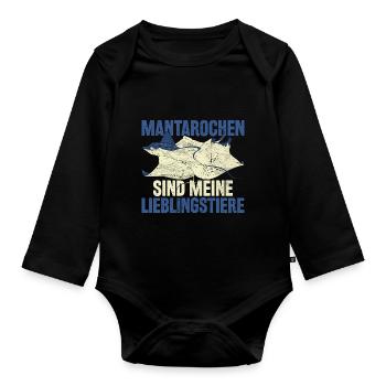 Mantarochen sind meine Lieblingstiere Mantarochen - Baby Bio-Langarm-Body - Schwarz - Vorne