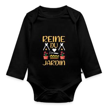 Drôle Jardinière Humour Jardinage Cool jardinière - Body Bébé bio manches longues - noir - Devant