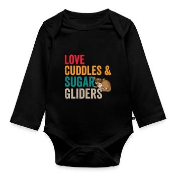Love Cuddle Sugar Gliders Sugar Glider Owners - Body Bébé bio manches longues - noir - Devant