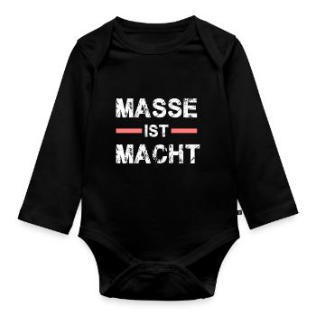 Masse ist Macht für kräftige Leute - Baby Bio-Langarm-Body - Schwarz - Vorne