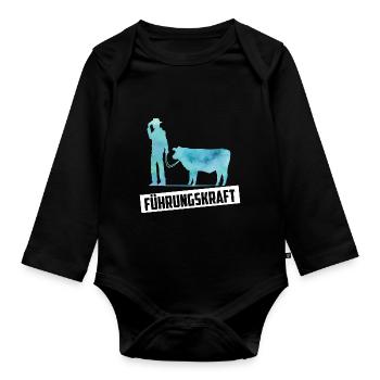 Führungskraft Kuh Bauer Geschenkidee - Baby Bio-Langarm-Body - Schwarz - Vorne