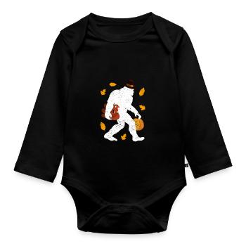 Bigfoot Pilgrim Truthahn Kürbis Thanksgiving Day - Baby Bio-Langarm-Body - Schwarz - Vorne