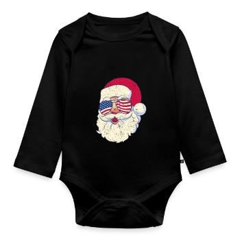 Weihnachtsmann patriotische USA Sonnenbrille - Baby Bio-Langarm-Body - Schwarz - Vorne