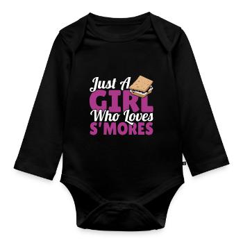 Women Just A Girl Who Loves Smores Marshmallow Cam - Organic Longsleeve Baby Bodysuit - black - Front