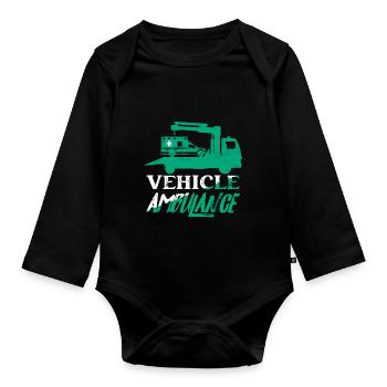 Véhicule ambulance camionnage dépanneuse conducteur - Body Bébé bio manches longues - noir - Devant