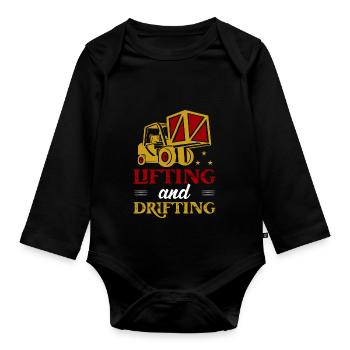 Lifting And Drifting Forklift Forklifter Driver - Organic Longsleeve Baby Bodysuit - black - Front