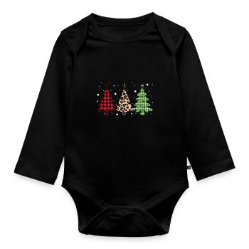 Joyeux Noël Buffalo Trees Leopard Plaid Print - Body Bébé bio manches longues - noir - Devant