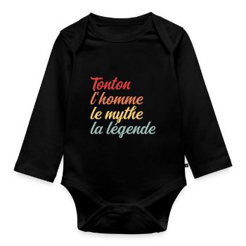 Tonton : L'Homme, Le Mythe et La Légende - Body Bébé bio manches longues - noir - Devant