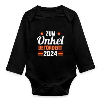 Werdender Onkel 2042 - Baby Bio-Langarm-Body - Schwarz - Vorne