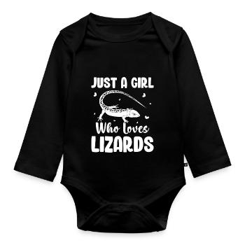 Just A Girl Who Loves Lizards Lizard Lover Reptile - Baby Bio-Langarm-Body - Schwarz - Vorne