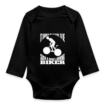 Cyclistes cyclistes Cyclistes Cyclistes Cyclisme - Body Bébé bio manches longues - noir - Devant
