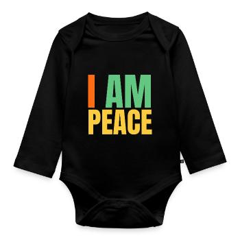 I come in peace im peace couples - Baby Bio-Langarm-Body - Schwarz - Vorne