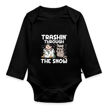 Trashin Through The Snow Garbage Gang Opossum - Baby Bio-Langarm-Body - Schwarz - Vorne