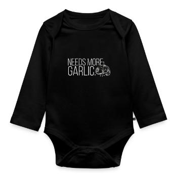 Needs more garlic lovers salt garlic - Organic Longsleeve Baby Bodysuit - black - Front