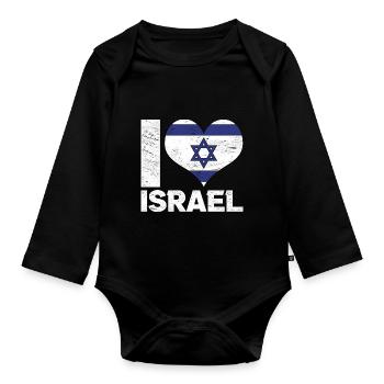 Israel Liebe Israelische Flagge Geschenk Israel - Baby Bio-Langarm-Body - Schwarz - Vorne