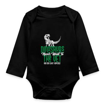 Dinosaurs Never Went To The Vet Veterinarian Anima - Baby Bio-Langarm-Body - Schwarz - Vorne