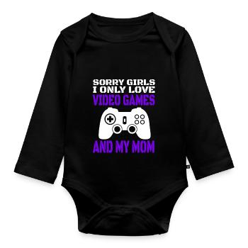 Gamer Gamer Contrôleur de jeu vidéo Gaming Gaming - Body Bébé bio manches longues - noir - Devant