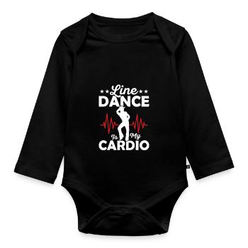 Line Dance Is My Cardio Western Country Music - Baby Bio-Langarm-Body - Schwarz - Vorne