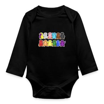 Pride Progress Flag Penguins Equality - Organic Longsleeve Baby Bodysuit - black - Front