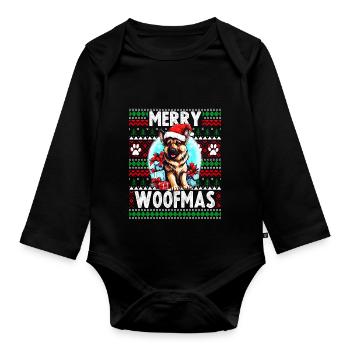 Noël en famille Berger allemand - Noël moche - Body Bébé bio manches longues - noir - Devant