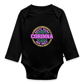 Mutter Corinna - Baby Bio-Langarm-Body - Schwarz - Vorne