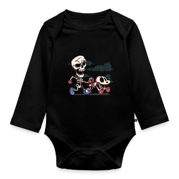 Skeleton Dog Halloween Dog Lover - Organic Longsleeve Baby Bodysuit - black - Front