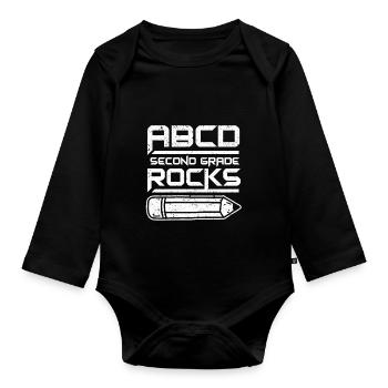 ABCD Second Grade Rocks 100th Day of School Second - Organic Longsleeve Baby Bodysuit - black - Front