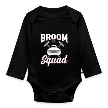 Broom Squad Sweeping Curler Ice Sport - Baby Bio-Langarm-Body - Schwarz - Vorne
