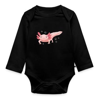Rosa Unterwasser-Axolotl-Design für Axolotl Fans - Baby Bio-Langarm-Body - Schwarz - Vorne