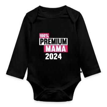 Werdende Mama 2024 - Baby Bio-Langarm-Body - Schwarz - Vorne