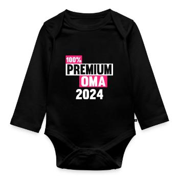 Werdende Oma 2024 - Baby Bio-Langarm-Body - Schwarz - Vorne