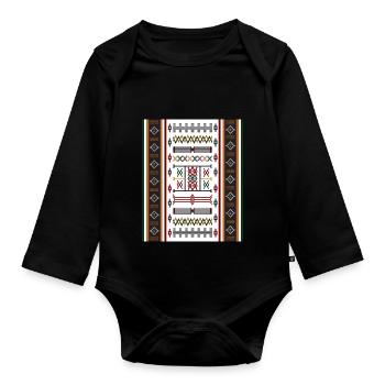 AMAZIGH BERBER SYMBOL MZABE CARPET - Organic Longsleeve Baby Bodysuit - black - Front