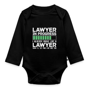 Drôle de cadeau Je suis déjà en train de plaider comme un avocat - Body Bébé bio manches longues - noir - Devant