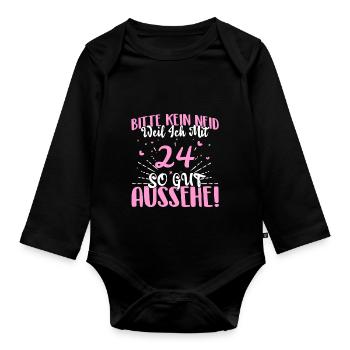 Bitte kein Neid weil ich mit 24 so gut aussehe! - Baby Bio-Langarm-Body - Schwarz - Vorne