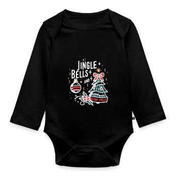 Jingle Bells and Holiday Smells - Organic Longsleeve Baby Bodysuit - black - Front