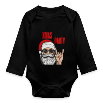 Coole Weihnachtsfeier | XMAS - Baby Bio-Langarm-Body - Schwarz - Vorne