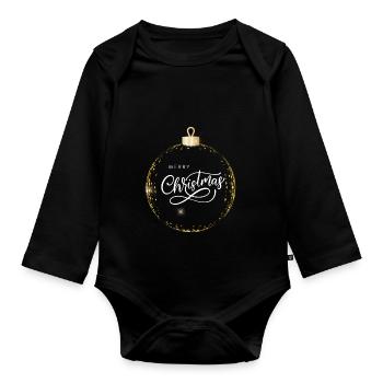 Frohe Weihnachten Deko | XMAS - Baby Bio-Langarm-Body - Schwarz - Vorne