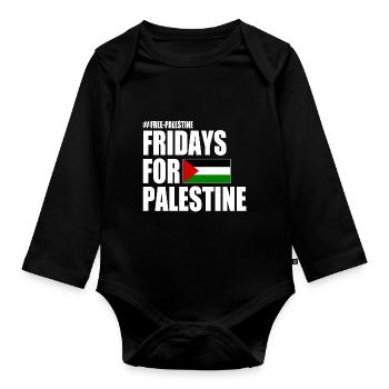 Free palestine fridays for palestine - Baby Bio-Langarm-Body - Schwarz - Vorne