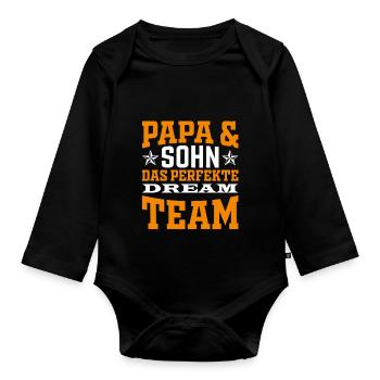 Vater und Sohn das perfekte Team Papa und Sohn - Baby Bio-Langarm-Body - Schwarz - Vorne