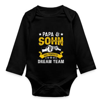 Vater und Sohn das perfekte Team Papa und Sohn - Baby Bio-Langarm-Body - Schwarz - Vorne