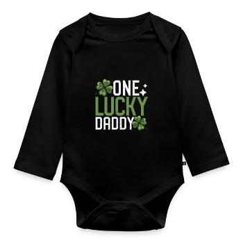 One Lucky Daddy Passende Familie St Patricks Day - Baby Bio-Langarm-Body - Schwarz - Vorne