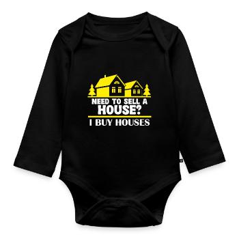 Avez-vous besoin d’une maison à vendre que j’achète - Body Bébé bio manches longues - noir - Devant