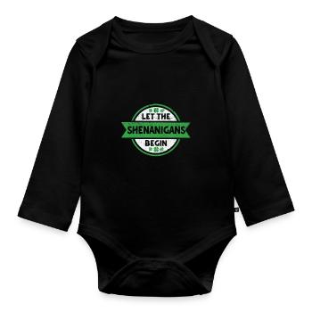 Lassen Sie die Shenanigans beginnen Saint Patricks - Baby Bio-Langarm-Body - Schwarz - Vorne