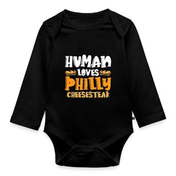 Philly Cheesesteak Sandwich - Baby Bio-Langarm-Body - Schwarz - Vorne