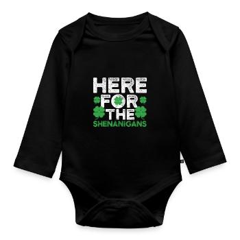 Hier für die Shenanigans Lucky St. Patrick's Day - Baby Bio-Langarm-Body - Schwarz - Vorne