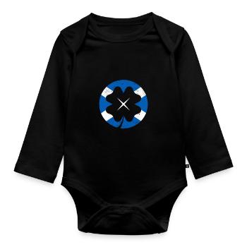 Drapeau écossais irlandais trèfle feuille - Body Bébé bio manches longues - noir - Devant