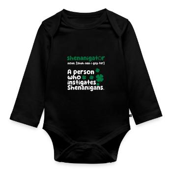Shenanigator Lustiges irisches Kleeblatt - Baby Bio-Langarm-Body - Schwarz - Vorne