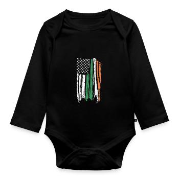 Drapeau patriotique irlandais américain Irlande - Body Bébé bio manches longues - noir - Devant