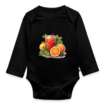 Blutorange Orange Saft Blutorangensaft - Baby Bio-Langarm-Body - Schwarz - Vorne